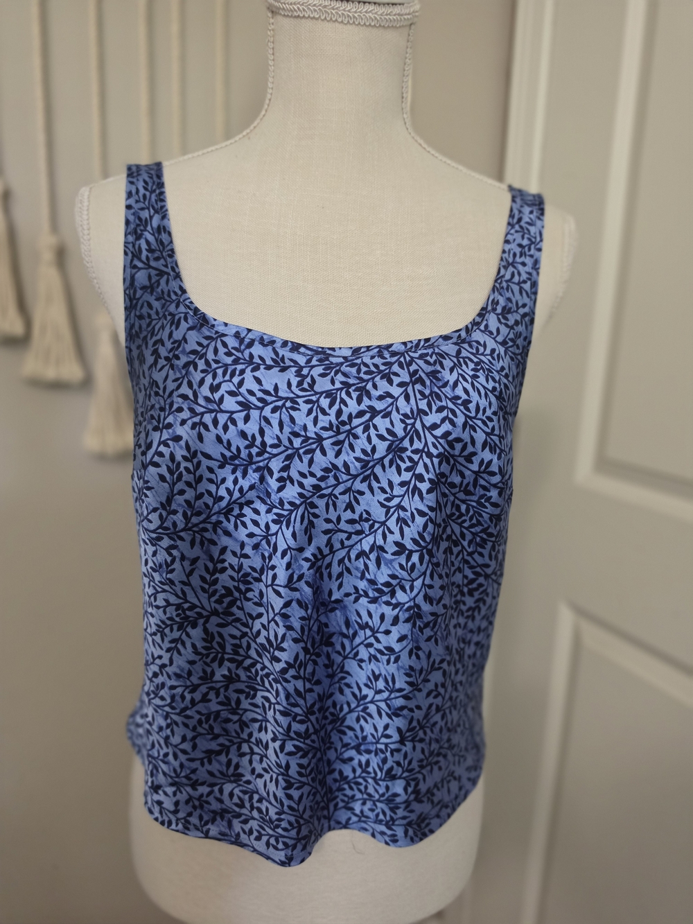 Blue Leaf-Print Scoop Neck Victoria's Secret Tank Pajama Top
